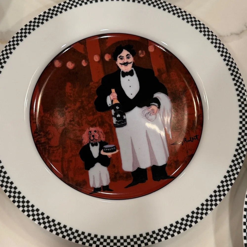 Guy Buffet Waiter Suite Porcelain Dinner Plates (6)